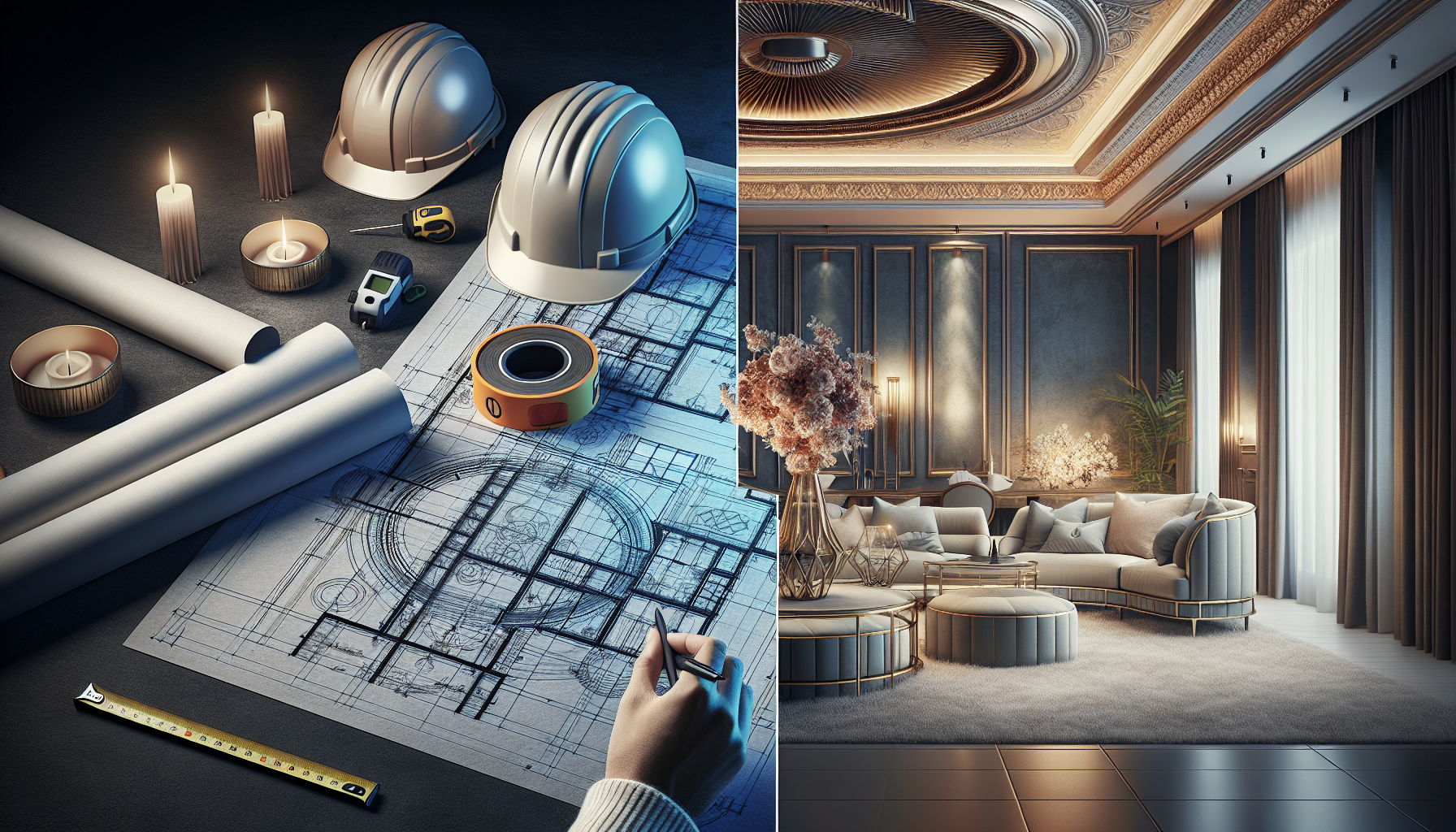 Comparativo entre projeto de arquitetura técnica e assessoria de decoração em São José do Rio Preto.