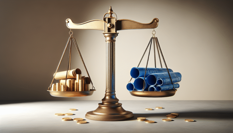 Balança comparando o custo do projeto de arquitetura com o valor gerado.